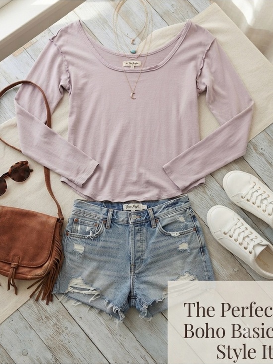 We The Free Tops - We The Free purple Scoop-Neck Long Sleeve Top Runs Small